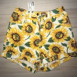New AA Sunflower stretch high waisted shorts